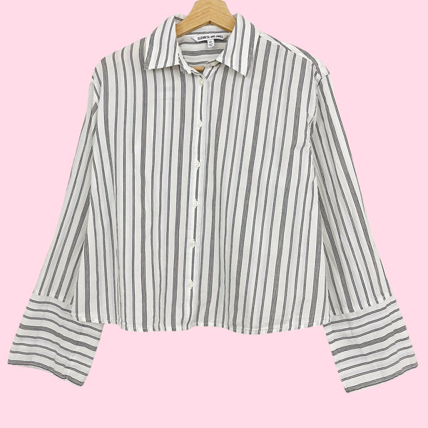 ELIZABETH & JAMES STRIPED CROPPED BLOUSE (XS)