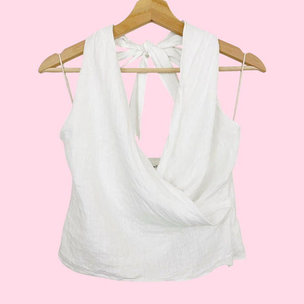 WILFRED WHITE MARTINI LINEN TOP (XS)