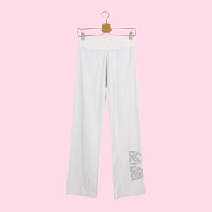 BCBG WHITE TERRY CLOTH TRACK PANTS (S)