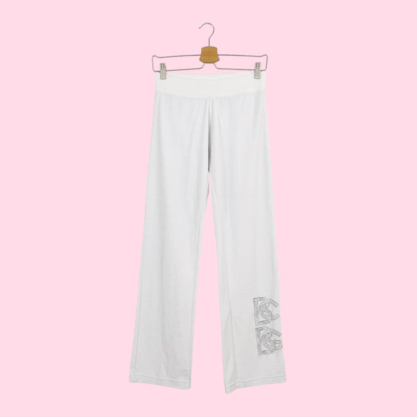 BCBG WHITE TERRY CLOTH TRACK PANTS (S)