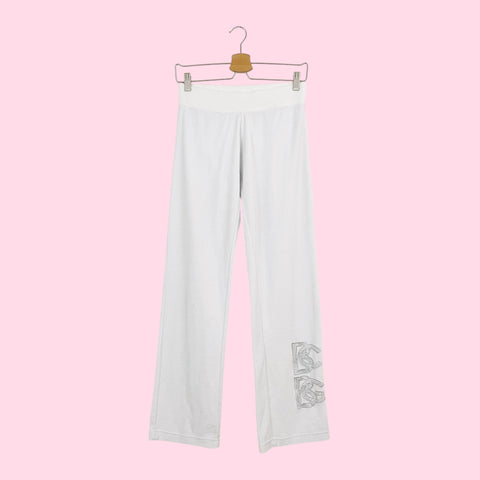 BCBG WHITE TERRY CLOTH TRACK PANTS (S)
