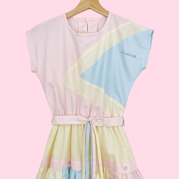 80S OSCAR DE LA RENTA PASTEL DRESS (XS/S)