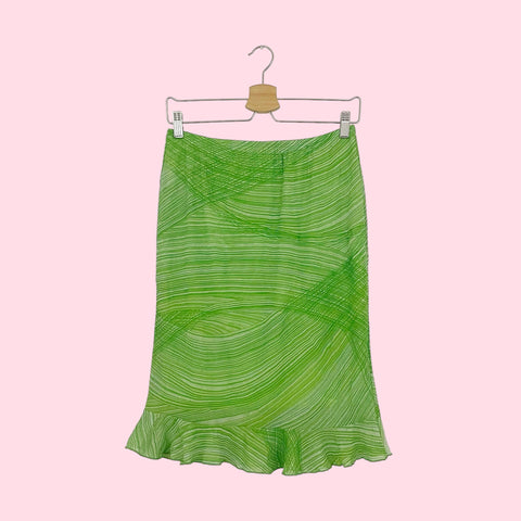 LIME PRINTED MESH MIDI SKIRT (M)