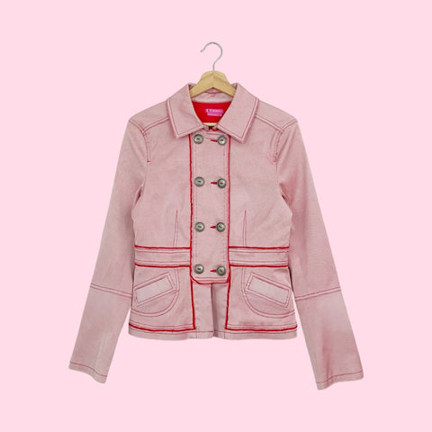 BCBG METALLIC RED EXPOSED SEAM BLAZER (6)