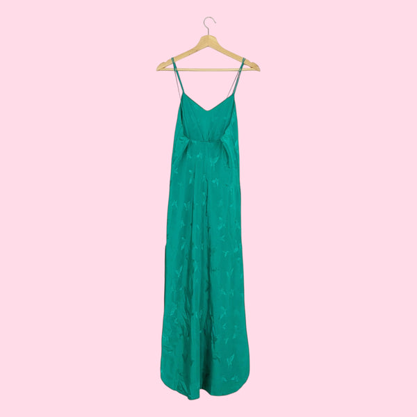 GREEN BUTTERFLY MAXI SLIP DRESS (S)