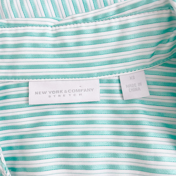 Y2K METALLIC MINT STRIPED OFFICE SIREN TOP (S)