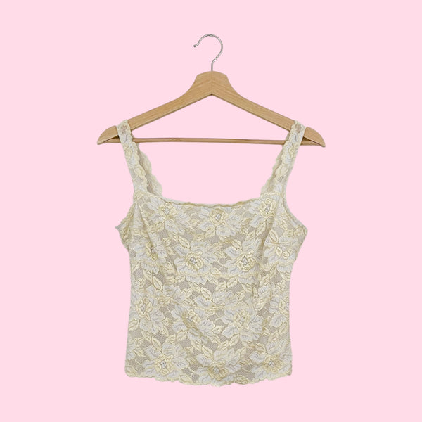 WHITE + CREAM LACE TANK TOP (S)