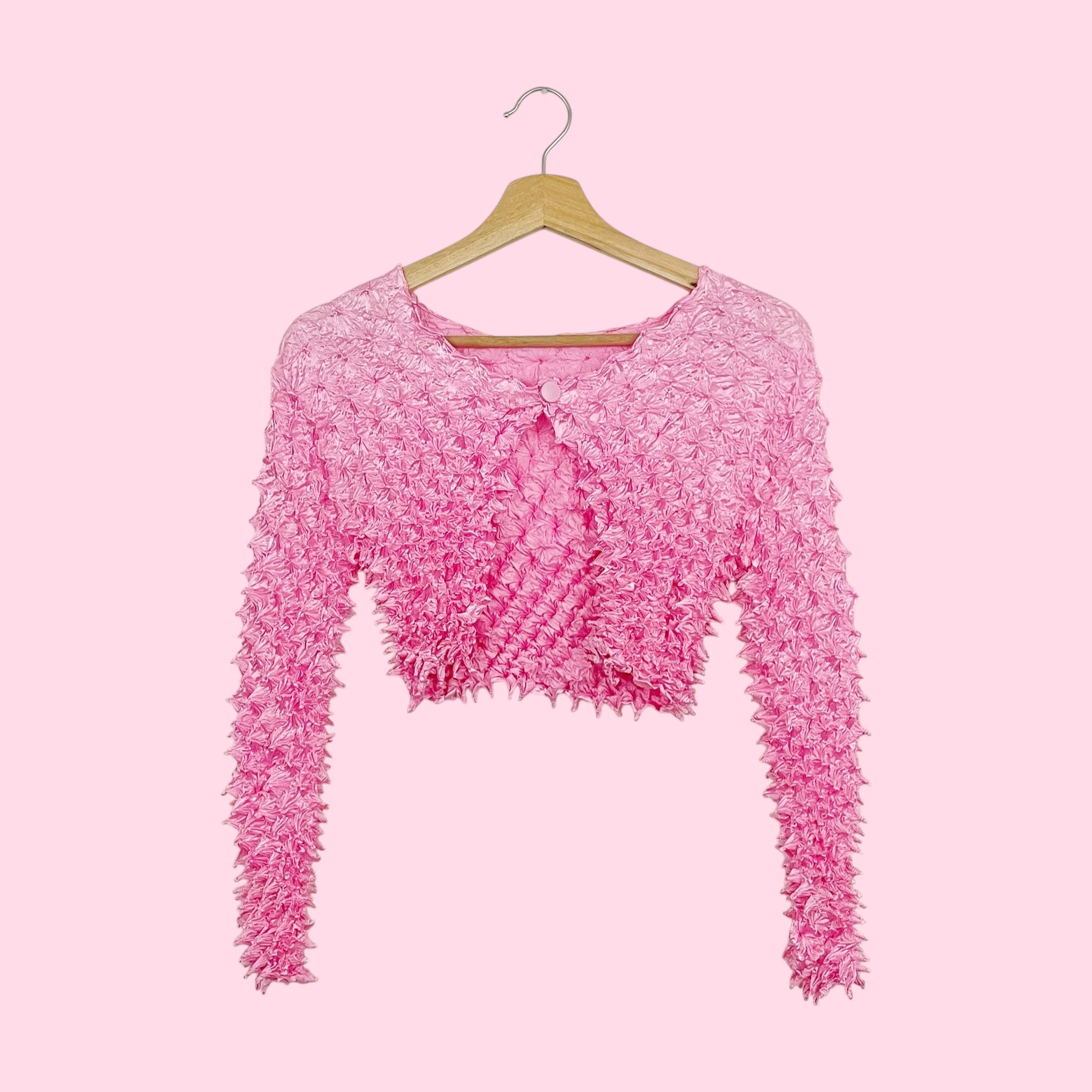 PINK SPIKY POPCORN CARDIGAN TOP (S/M)