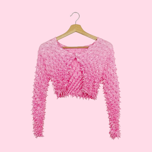 PINK SPIKY POPCORN CARDIGAN TOP (S/M)
