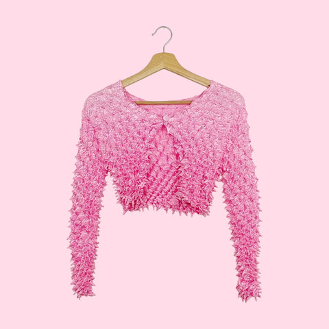 PINK SPIKY POPCORN CARDIGAN TOP (S/M)