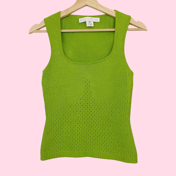 GREEN KNIT PERFORATED TANK (S)