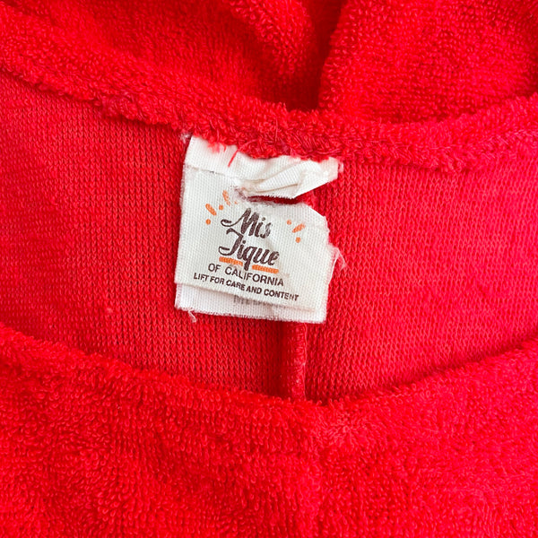 NEON RED TERRY CLOTH ROMPER (M)