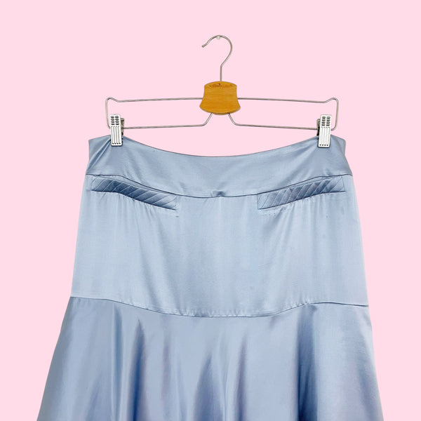 BLUE SILK MIDI SKIRT (10/12)