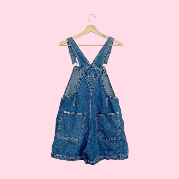 90s Patchwork Embroidered Overall Shorts (S/M)