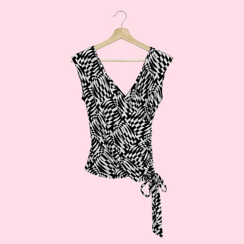 TRIPPY PRINT RUCHED TOP (M)