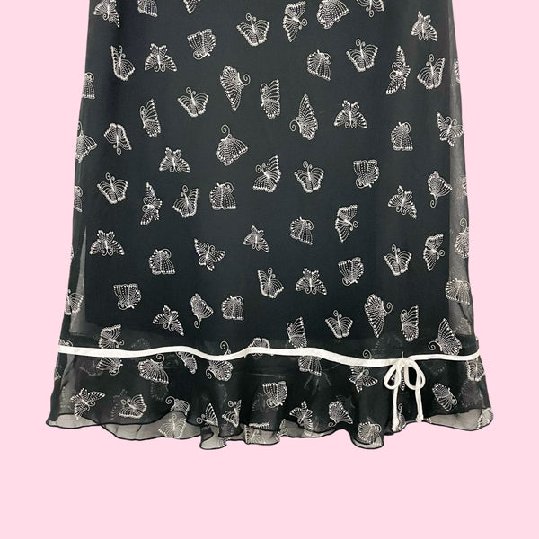 BUTTERFLY PRINT MIDI SKIRT (L)