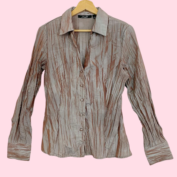 TWO TONE IRIDESCENT WRINKLE BLOUSE (L)