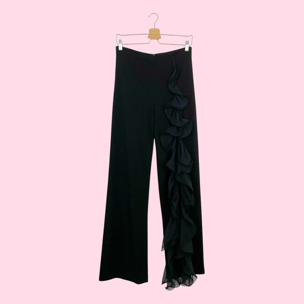Y2K Bebe Black Ruffle Pants (28)