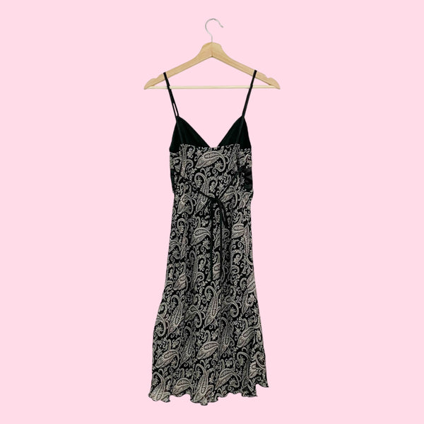 PAISLEY PRINT TIE BACK MIDI DRESS (S)