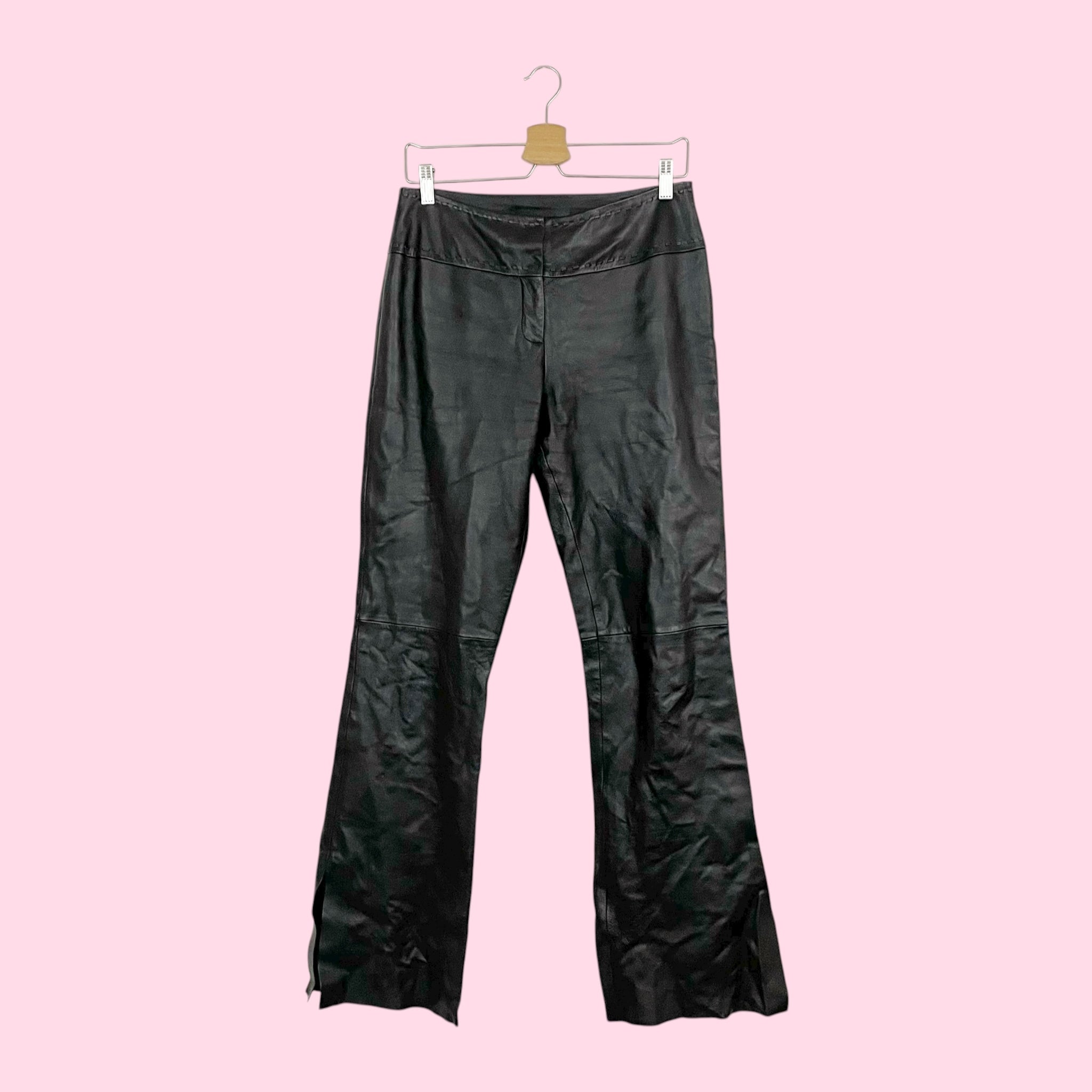 BLACK LEATHER BOOTCUT PANTS (8)