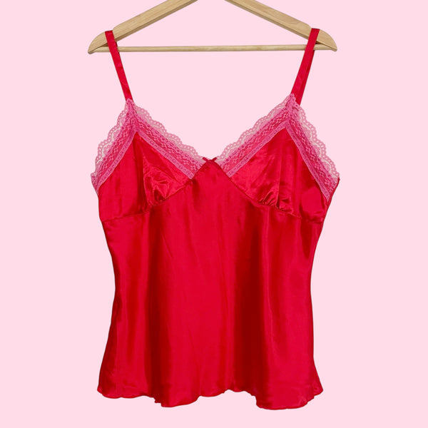 RED + PINK SATIN CAMI (L)