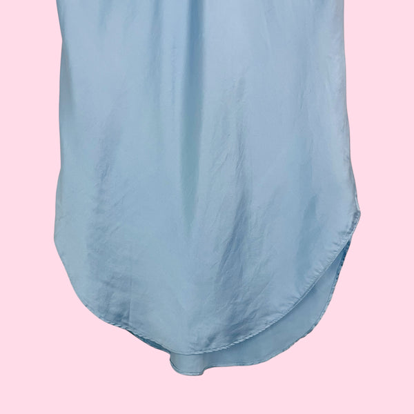 LIGHT BLUE SILK SLIP DRESS (S/M)