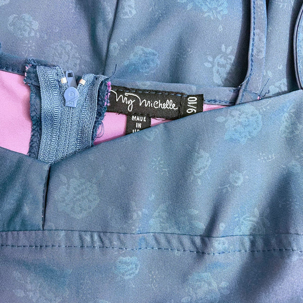 TWO TONE IRIDESCENT FLORAL MINI DRESS (S)