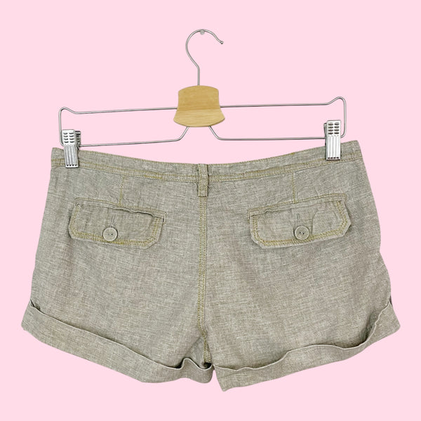 METALLIC LINEN LOW RISE SHORTS (S)