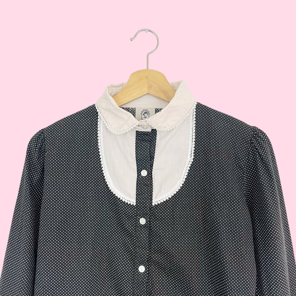 Black + White Polka Dot Blouse (S)