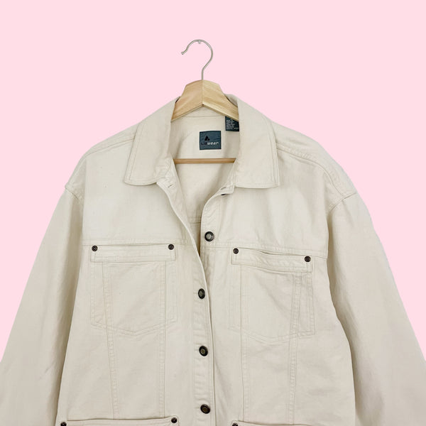 CREAM DENIM CHORE JACKET (M)