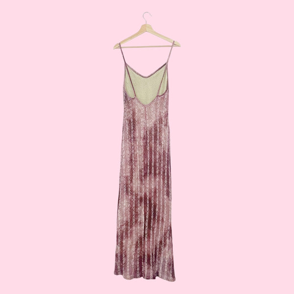 TIE DYE MESH GOLD SEQUINS MAXI DRESS (M)