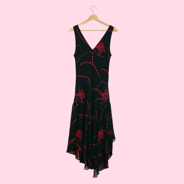 BLACK + RED BEADED MAXI DRESS (14)