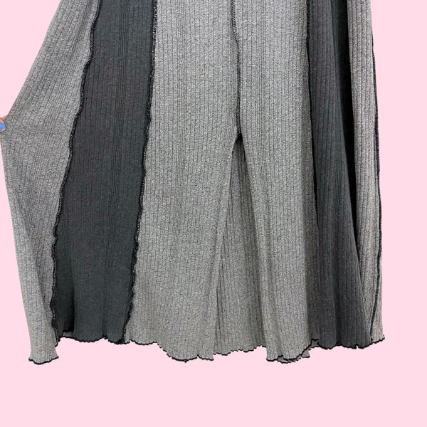 GRAY PANELED TIE BACK MIDI DRESS (S/M)