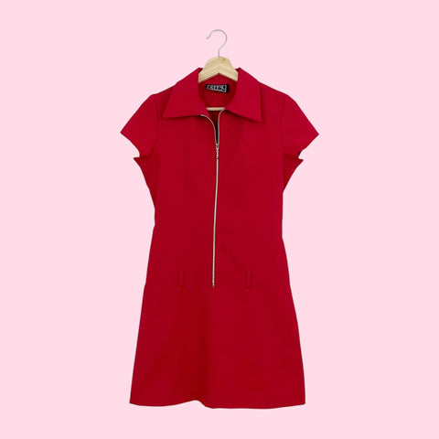RED ZIP UP MINI DRESS (6)