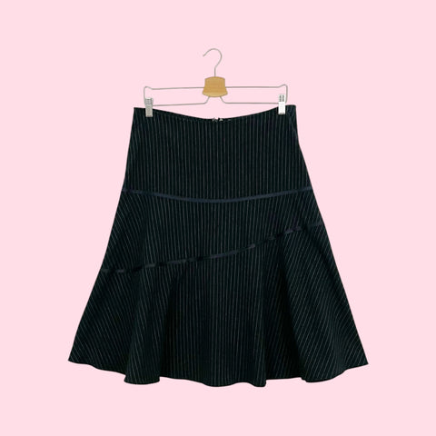 PINSTRIPE PANELED MIDI SKIRT (M)