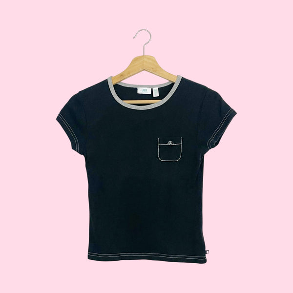 Y2K J.Lo Black Baby Pocket Tee (S)