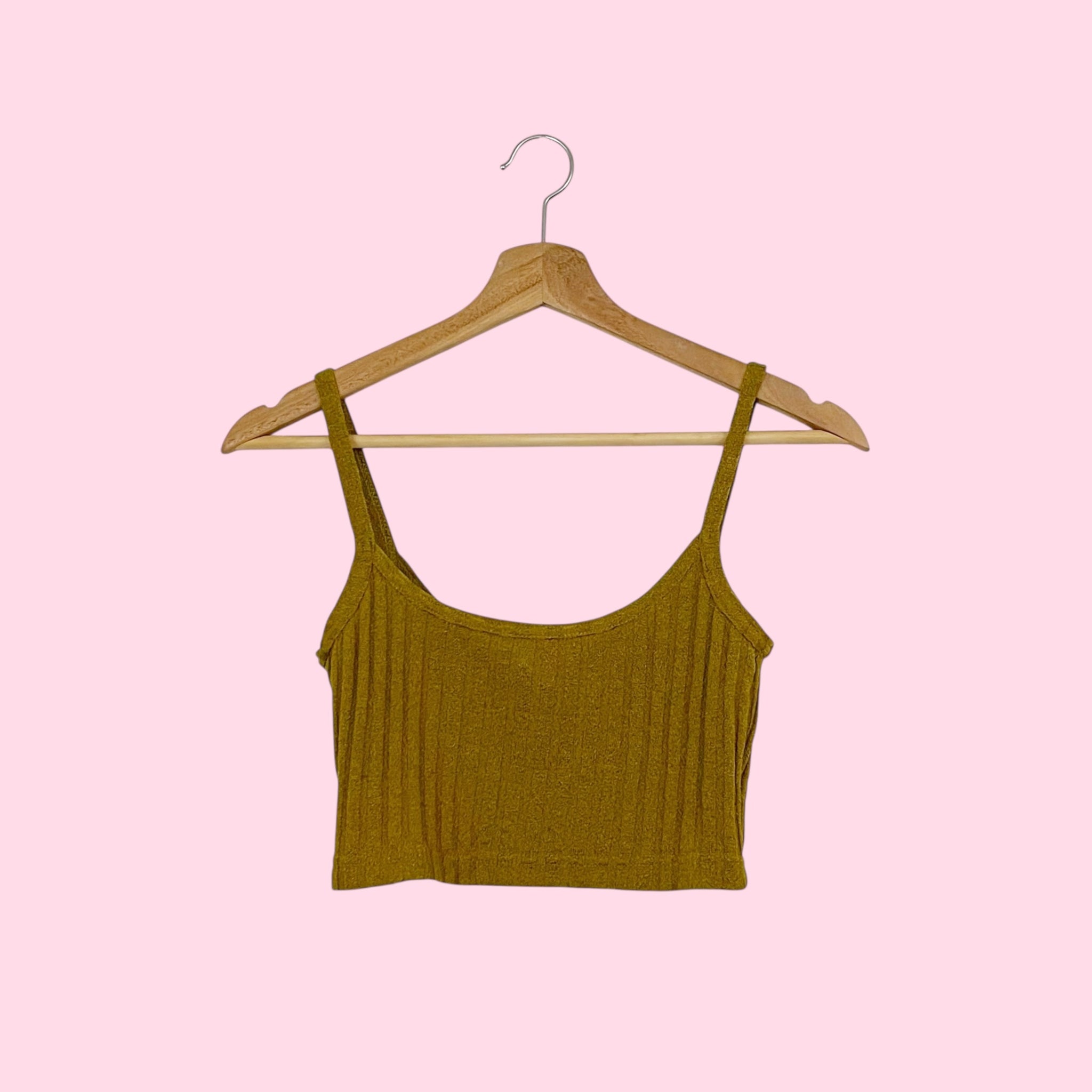 DARK MUSTARD KNIT CROP TOP (S)