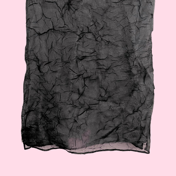 BLACK WRINKLE MAXI SKIRT (M)
