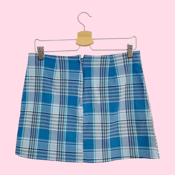Blue Plaid Mini Skirt (M)