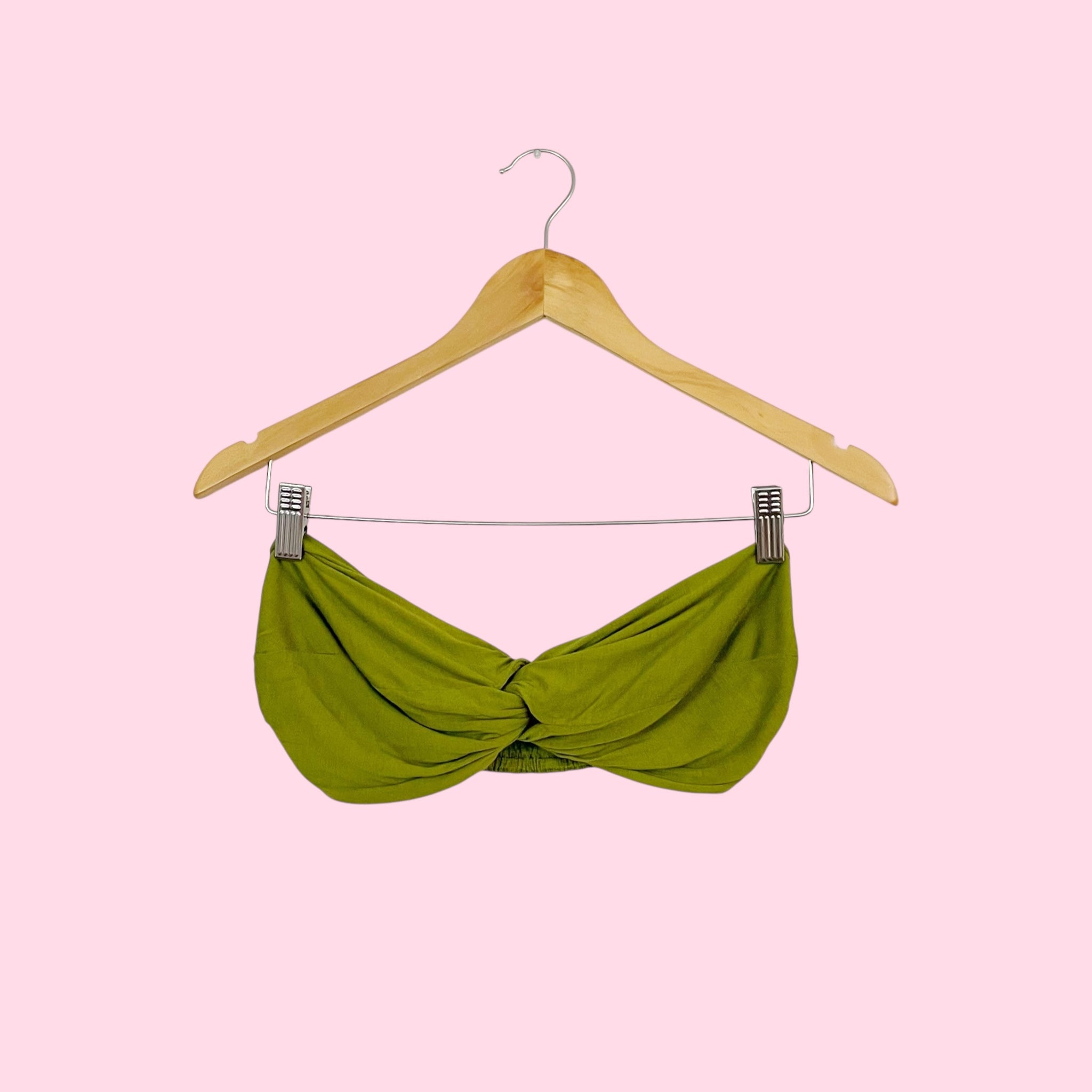 OLIVE GREEN TWIST BANDEAU TOP (L)