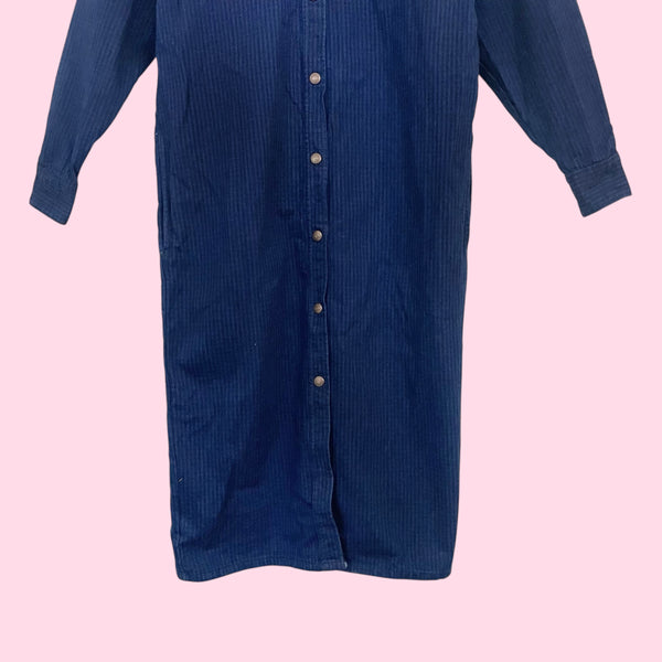 LEVI'S BLUE STRIPED DENIM DUSTER JACKET (M/L)