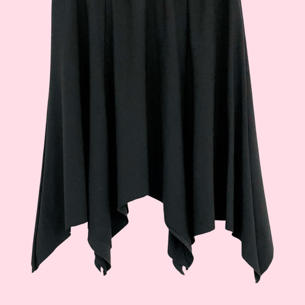 BLACK ASYMMETRICAL MIDI SKIRT (S/M)