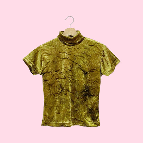GREEN TIE DYE VELVET TURTLENECK TOP (M)