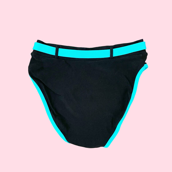 BLACK + AQUA HIGH WAISTED BIKINI (S)