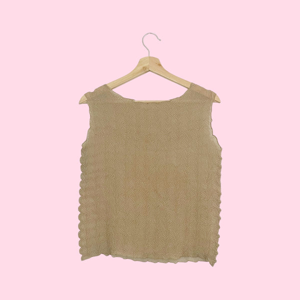 Tan + Cream Wrinkle Blouse (S)