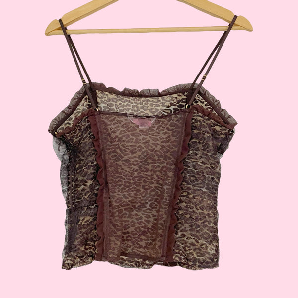 VICTORIA'S SECRET LEOPARD RUCHED MESH CORSET TOP (L)