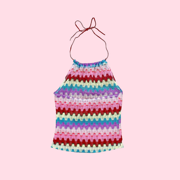 WAVY KNIT HALTER TOP (XXS)