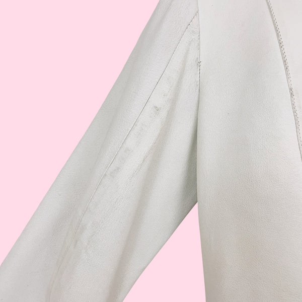 Y2K WHITE LEATHER JACKET (M)