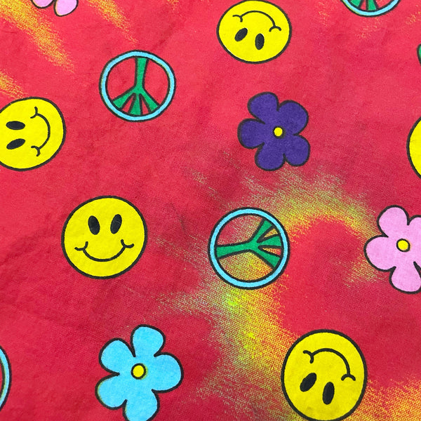 VINTAGE 90S TIE DYE PEACE SMILEY BANDANA