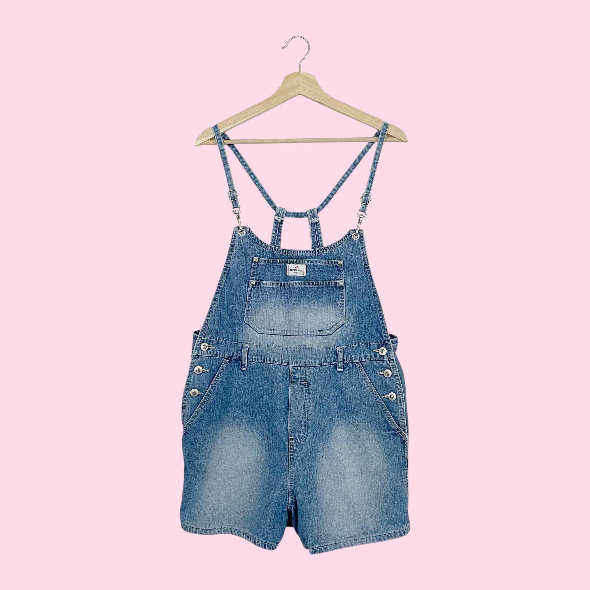 90S DENIM OVERALL SHORTS (L)